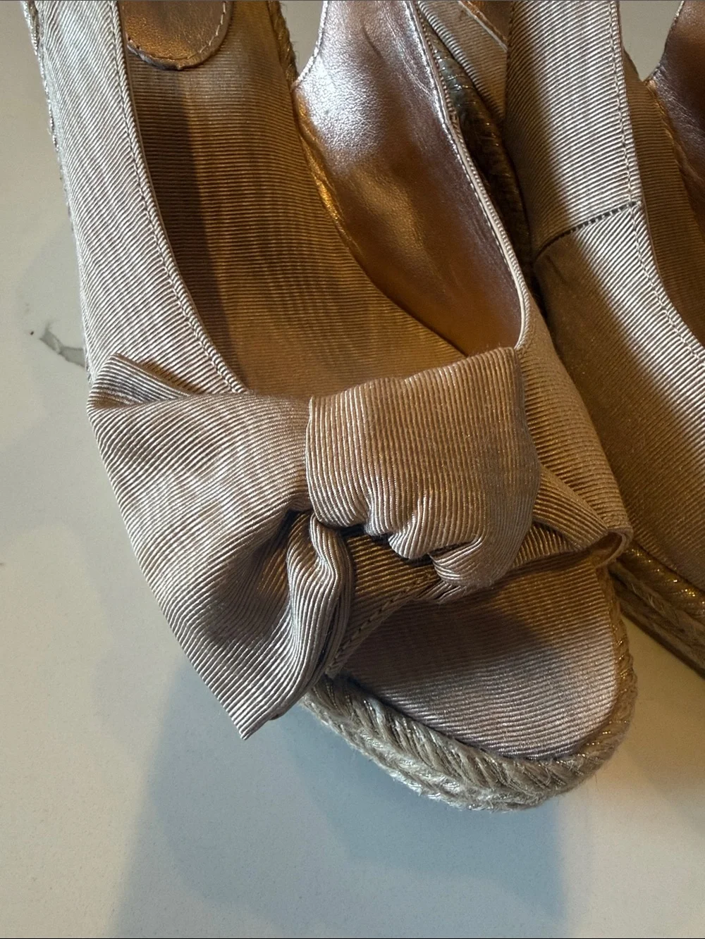 Naturalizer Taupe Bow Slingback Wedge Sandals 9